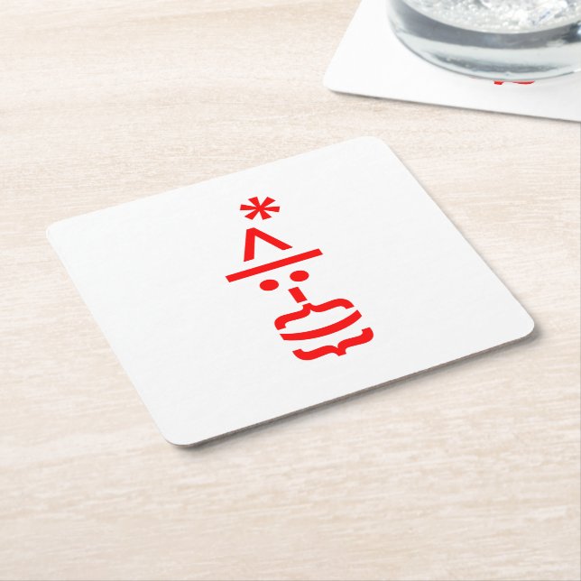 Santa Claus with Beard Christmas Emoticon Square Paper Coaster (Angled)