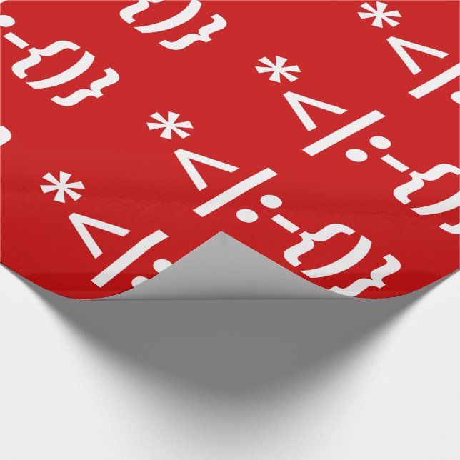 Santa Claus with Beard Christmas Emoticon Wrapping Paper (Corner)