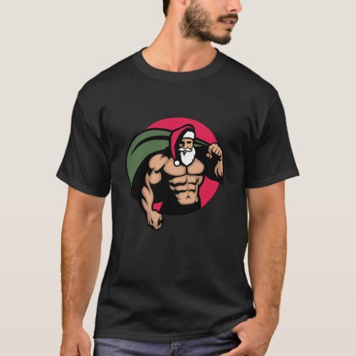 Santa Claus With Big Pumped Muscles T_Shirt