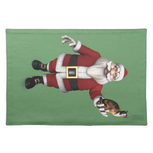 Santa Claus With Calico Cat Placemat