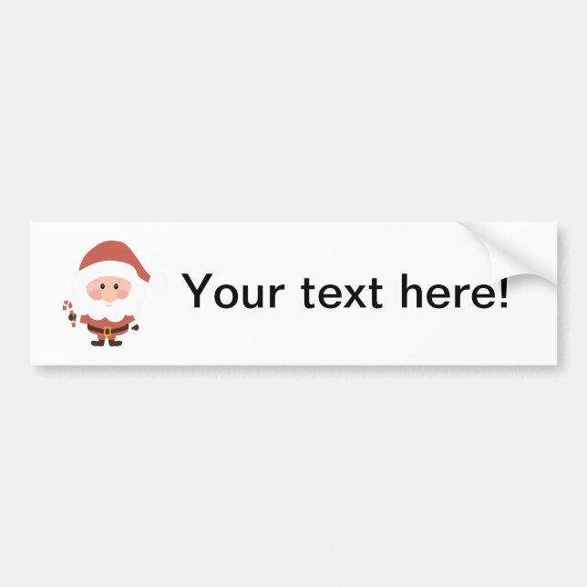 Santa Claus with candy cane cartoon Bumper Sticker (Front)