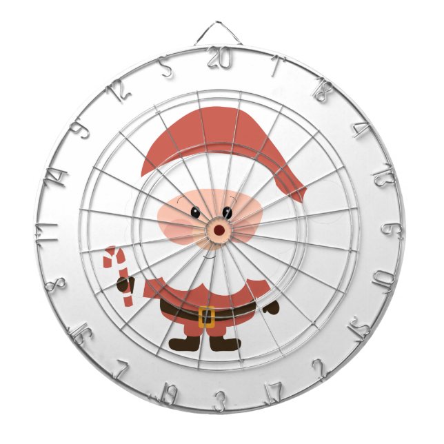 Santa Claus with candy cane cartoon Dart Board (Front)