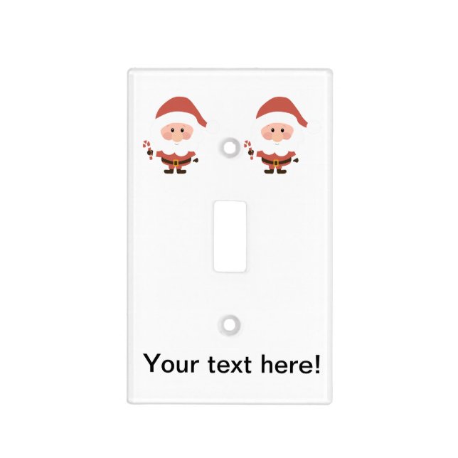 Santa Claus with candy cane cartoon Light Switch Cover (Front)