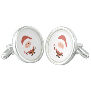 Santa Claus with candycane cartoon Cufflinks