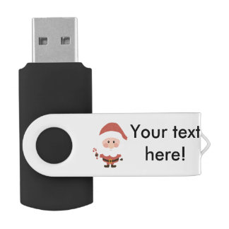 Santa Claus with candycane cartoon Flash Drive