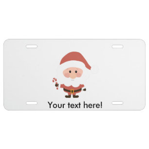 Santa Claus with candycane cartoon License Plate