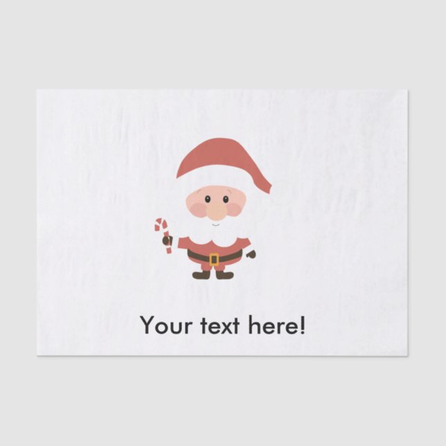 Santa Claus with candycane cartoon Tissue Paper (Front)