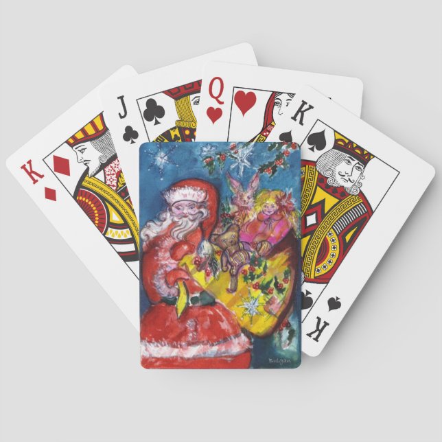 SANTA CLAUS WITH  CHRISMAS GIFT SACK AND TOYS POKER CARDS (Back)