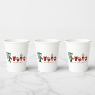 Santa Claus with Christmas Drink Coffee blessing Paper Cups
