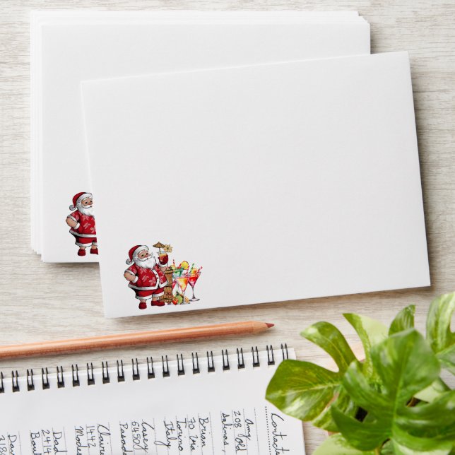 Santa Claus with Christmas Drinks Envelope (Stacked)