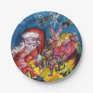 SANTA CLAUS WITH CHRISTMAS GIFT SACK PAPER PLATES