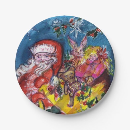SANTA CLAUS WITH CHRISTMAS GIFT SACK PAPER PLATES