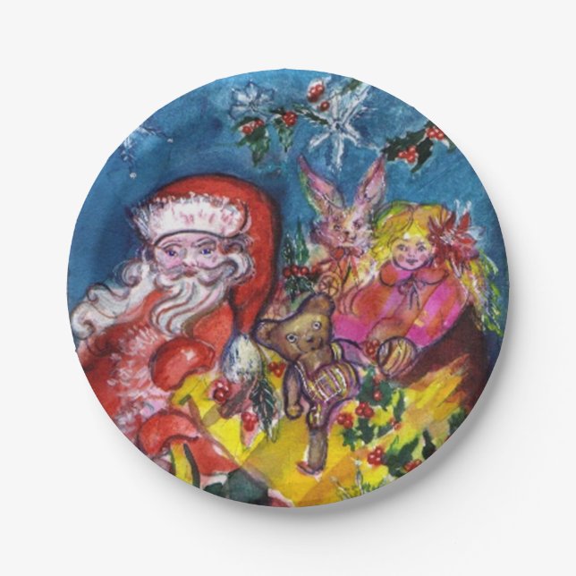 SANTA CLAUS WITH CHRISTMAS GIFT SACK PAPER PLATES (Front)