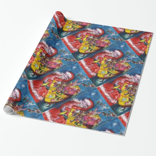 SANTA CLAUS WITH CHRISTMAS GIFT SACK WRAPPING PAPER