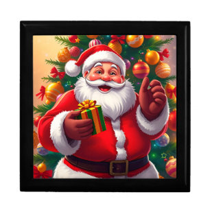 Santa Claus with Christmas Tree and Gifts Gift Box