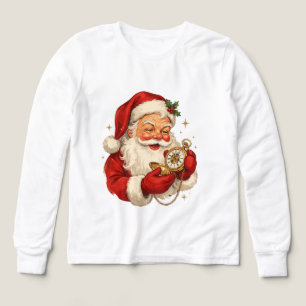 Santa Claus with Clock Christmas Eve Midnight Co Tri-Blend Shirts