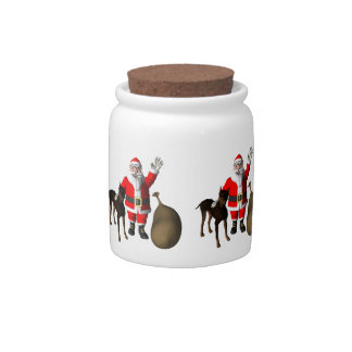 Santa Claus With Doberman Pinscher Candy Jar