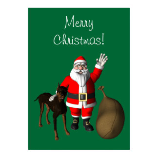 Santa Claus With Doberman Pinscher Poster