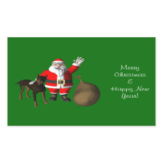 Santa Claus With Doberman Pinscher Rectangular Sticker