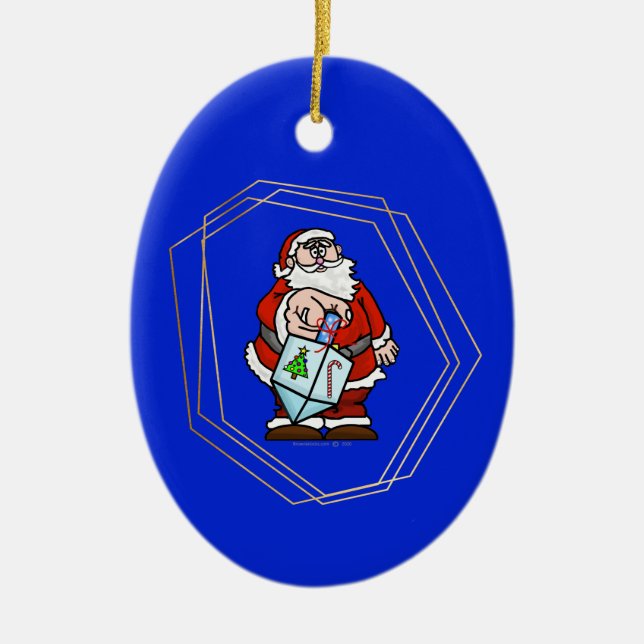 Santa Claus with Dreidel Chrismukkah Ornament (Front)
