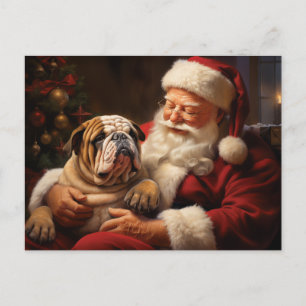 Santa Claus with English Bulldog Postcard