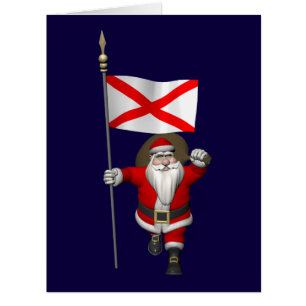 Santa Claus With Ensign Of Alabama Cards