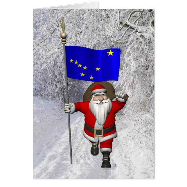 Santa Claus With Ensign Of Alaska Cards (Front)