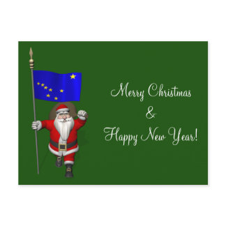 Santa Claus With Ensign Of Alaska Holiday Postcard