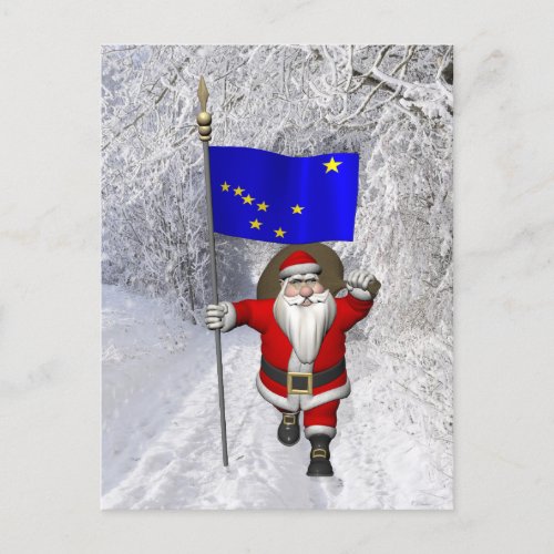 Santa Claus With Ensign Of Alaska Holiday Postcard