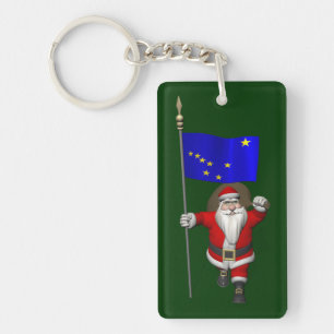 Santa Claus With Ensign Of Alaska Keychain