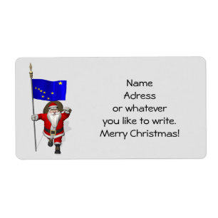 Santa Claus With Ensign Of Alaska Label