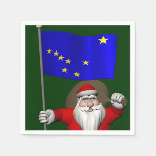 Santa Claus With Ensign Of Alaska Paper Napkins