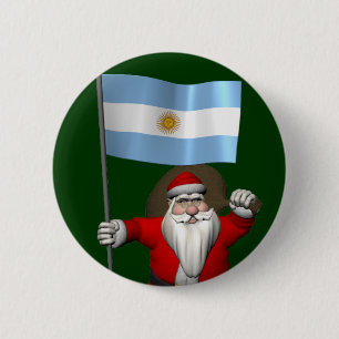 Santa Claus With Ensign Of Argentina Button
