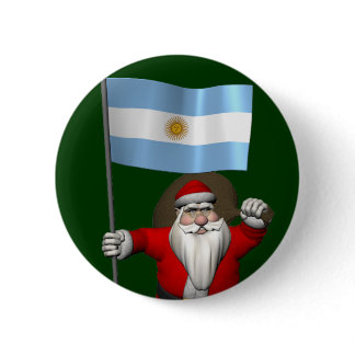 Santa Claus With Ensign Of Argentina Button