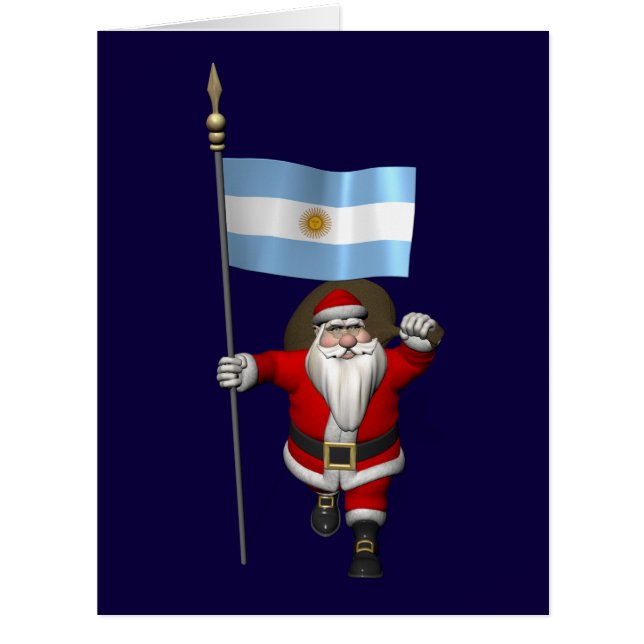 Santa Claus With Ensign Of Argentina Cards (Front)