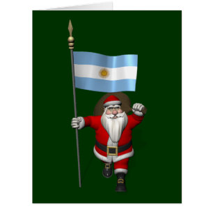 Santa Claus With Ensign Of Argentina Cards