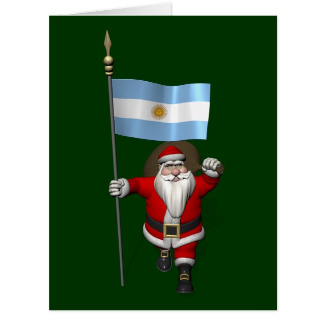 Santa Claus With Ensign Of Argentina Cards (Front)
