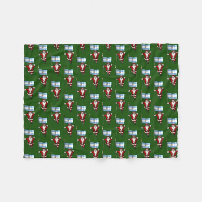 Santa Claus With Ensign Of Argentina Fleece Blanket (Front (Horizontal))