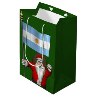 Santa Claus With Ensign Of Argentina Medium Gift Bag