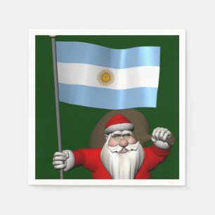 Santa Claus With Ensign Of Argentina Paper Napkins