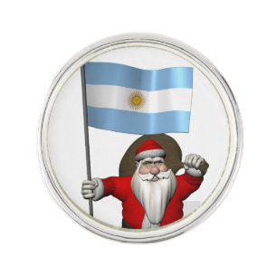 Santa Claus With Ensign Of Argentina Pin