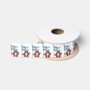 Santa Claus With Ensign Of Argentina Satin Ribbon