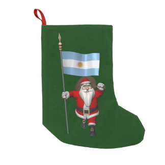Santa Claus With Ensign Of Argentina Small Christmas Stocking