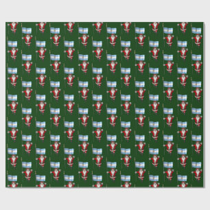Santa Claus With Ensign Of Argentina Wrapping Paper