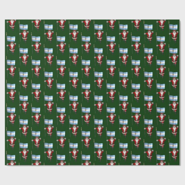 Santa Claus With Ensign Of Argentina Wrapping Paper (Flat)