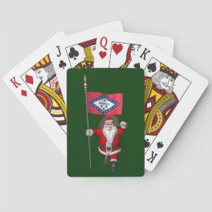 Santa Claus With Ensign Of Arkansas Poker Cards
