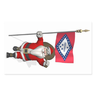 Santa Claus With Ensign Of Arkansas Rectangular Sticker
