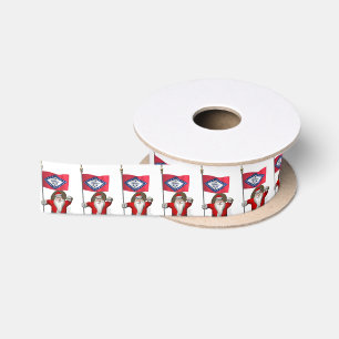 Santa Claus With Ensign Of Arkansas Satin Ribbon