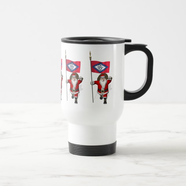 Santa Claus With Ensign Of Arkansas Travel Mug (Right)