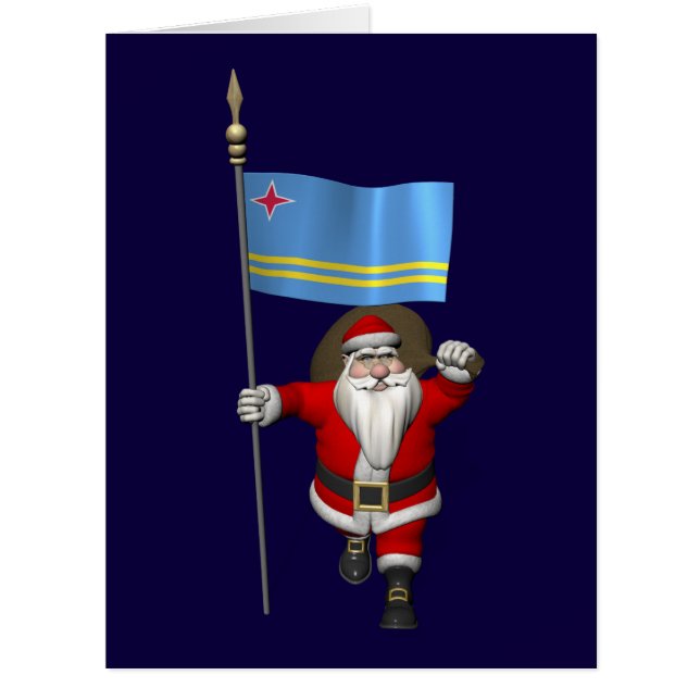 Santa Claus With Ensign Of Aruba Cards (Front)